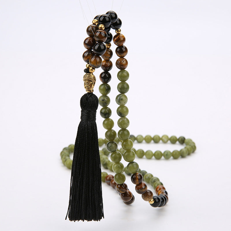 Karma Stone Tibetan Green Jasper Protection Mala Bracelet