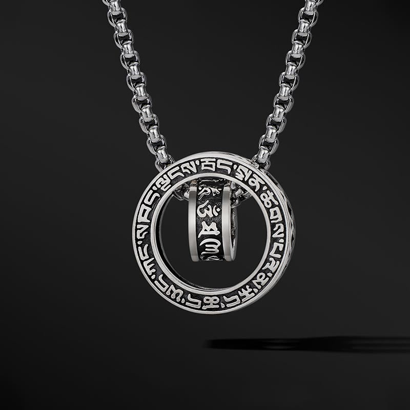 Karma Stone Tibetan Om Mani Padme Hum Carved Peace Purity Chain Necklace Pendant