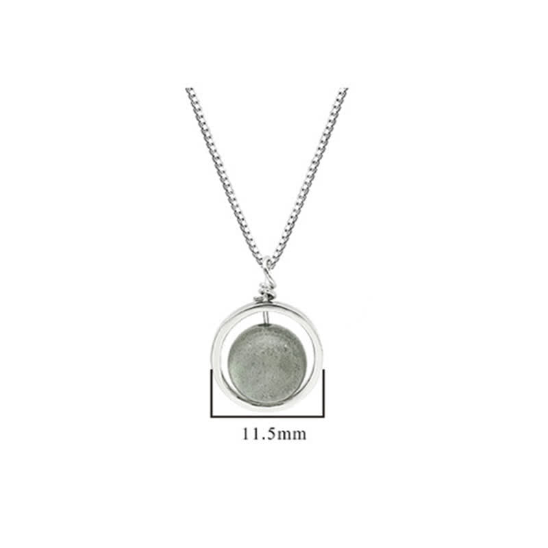 Karma Stone 925 Sterling Silver Moonstone Love Planet Rotatable Pattern Necklace Pendant