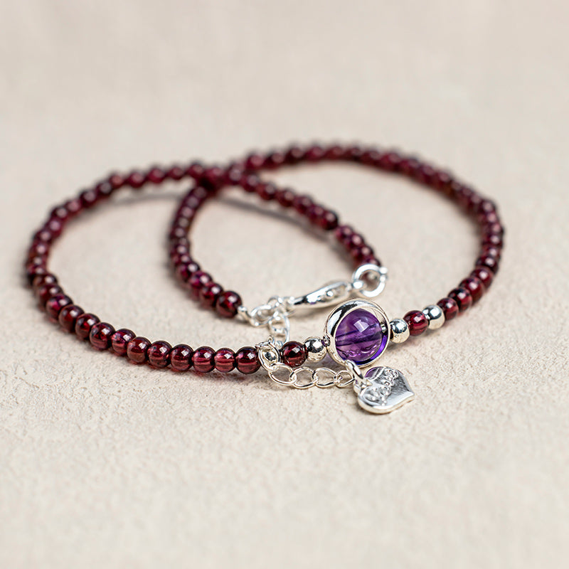 Karma Stone Garnet Amethyst Purification Calm Anklet