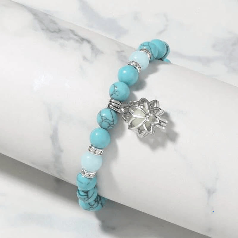Karma Stone Tibetan Turquoise Glowstone Luminous Bead Lotus Protection Bracelet