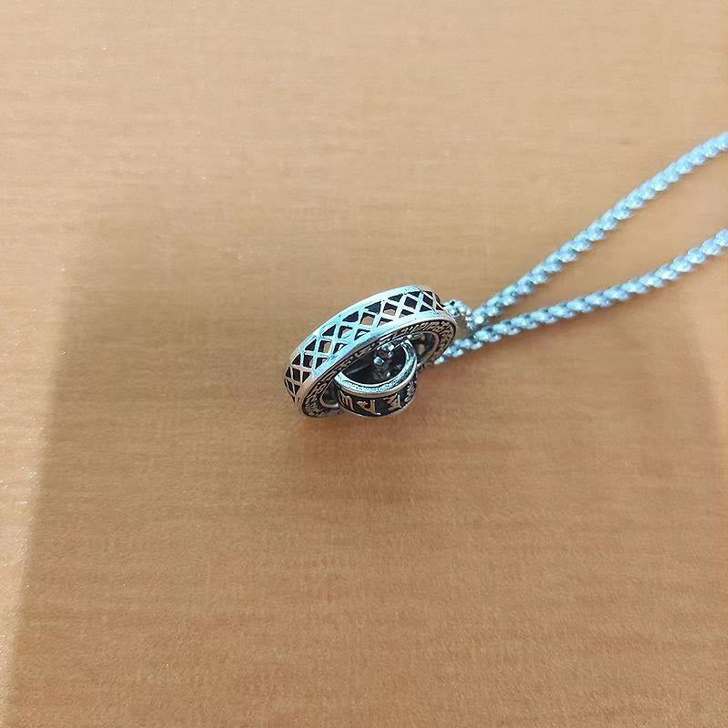 Karma Stone Tibetan Om Mani Padme Hum Carved Peace Purity Chain Necklace Pendant