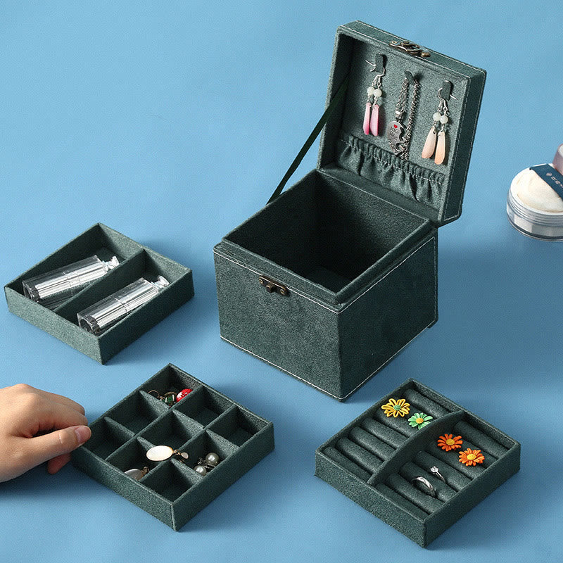 Karma Stone Jewelry Box Organizer Three-Layer Jewelry Storage Box Flannel Gift Box