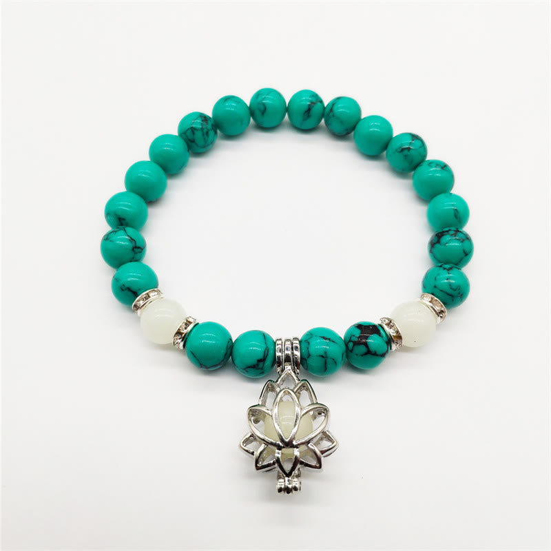 Karma Stone Tibetan Turquoise Glowstone Luminous Bead Lotus Protection Bracelet