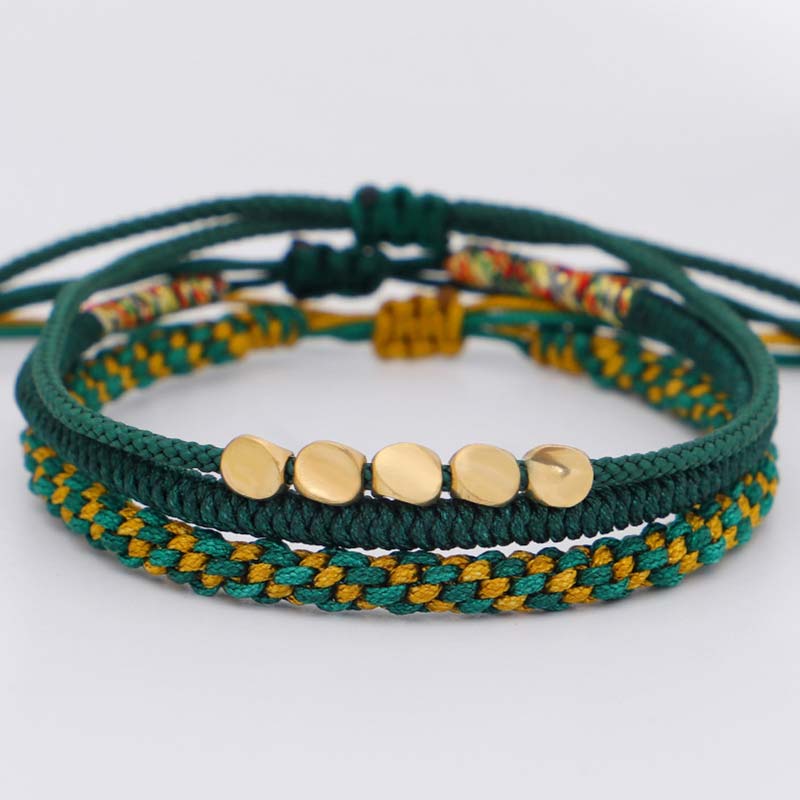 Karma Stone 3-Piece Tibetan Copper Bead Healing and Protection Bracelets Set