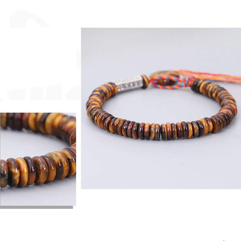 Karma Stone Tibetan Tiger Eye Om Mani Padme Hum Protection Power Bracelet