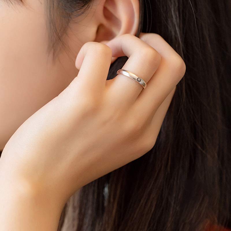Karma Stone 925 Sterling Silver Chinese Zodiac Natal Buddha Blessing Couple Ring