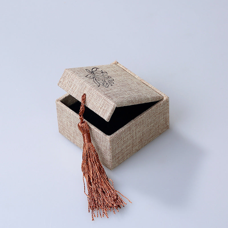 Karma Stone Lotus Pattern Jewelry Storage Box Gift Box Tassels