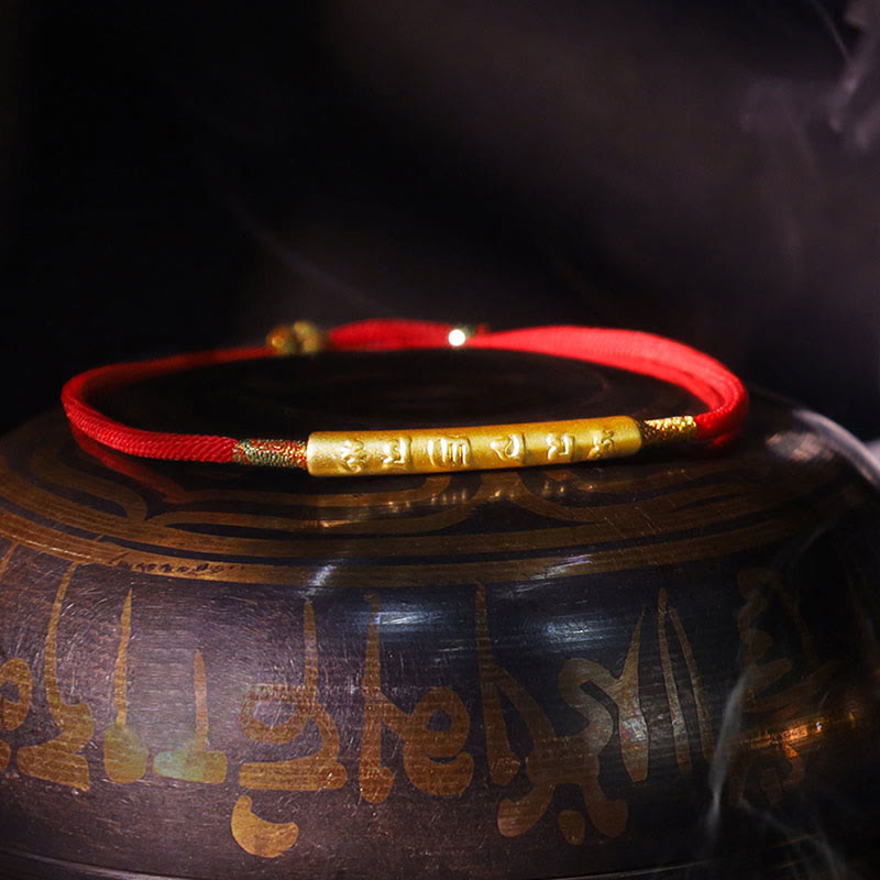 Karma Stone Tibetan Buddhist Handmade Mani Mantra Lucky Red String Bracelet
