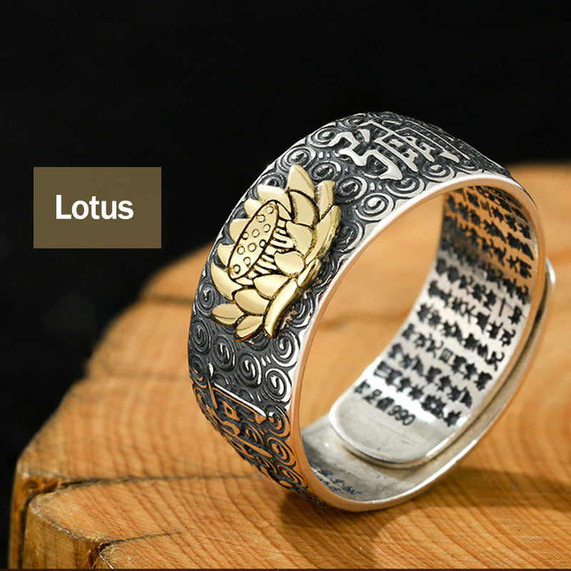 Karma Stone Chinese Zodiac Natal Buddha Wealth Luck Adjustable Ring