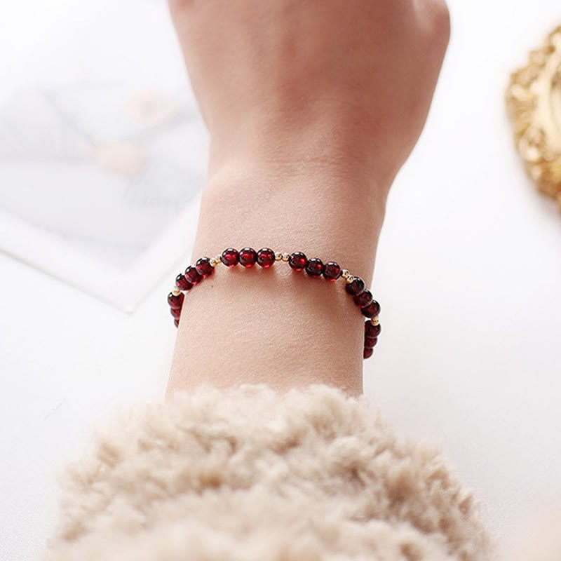 Karma Stone 14K Gold Natural Garnet Calm Bracelet