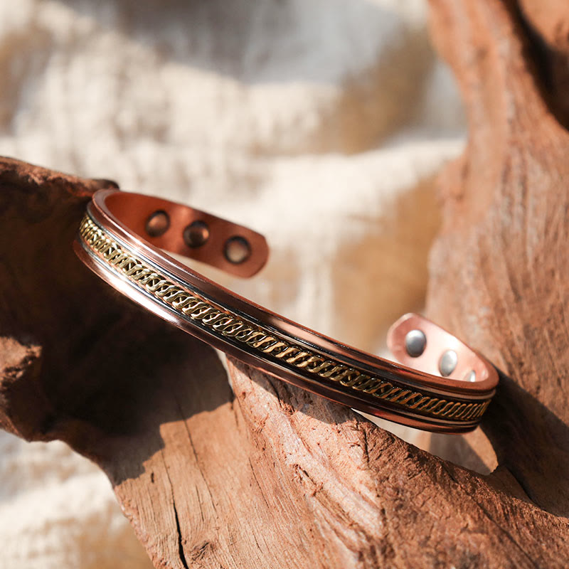 Karma Stone Magnetic Copper Balance Adjustable Cuff Bracelet Bangle Ring
