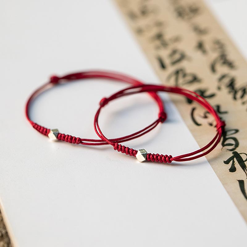 Karma Stone 925 Sterling Silver Luck Bead Protection Red String Braided Bracelet
