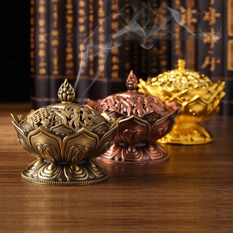 Karma Stone Tibetan Lotus Shaped Purify Incense Burner