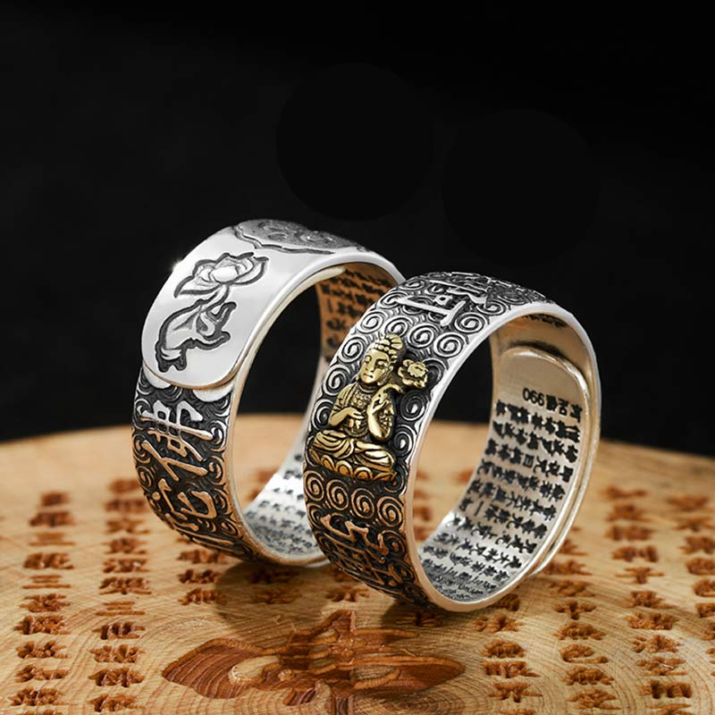 Karma Stone Chinese Zodiac Natal Buddha Wealth Luck Adjustable Ring