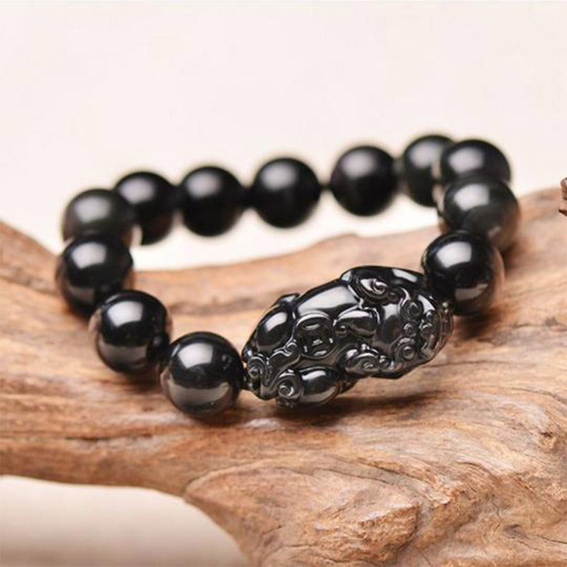 Karma Stone FengShui PiXiu Obsidian Wealth Bracelet
