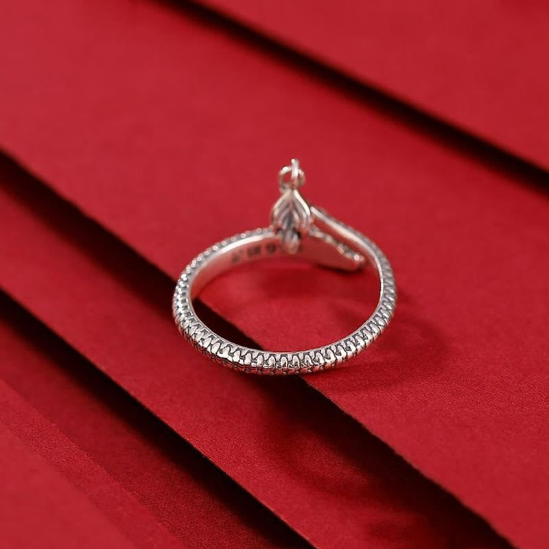 Karma Stone 925 Sterling Silver Vintage Year of the Dragon Luck Protection Strength Adjustable Ring