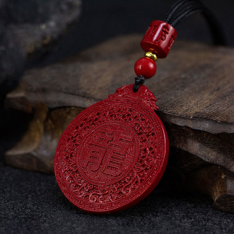 Karma Stone Year of the Dragon Natural Cinnabar Dragon Protection Necklace Pendant