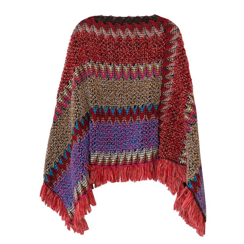 Karma Stone Tibetan Shawl Knitting Warm Cloak Tibetan Tassel Scarf