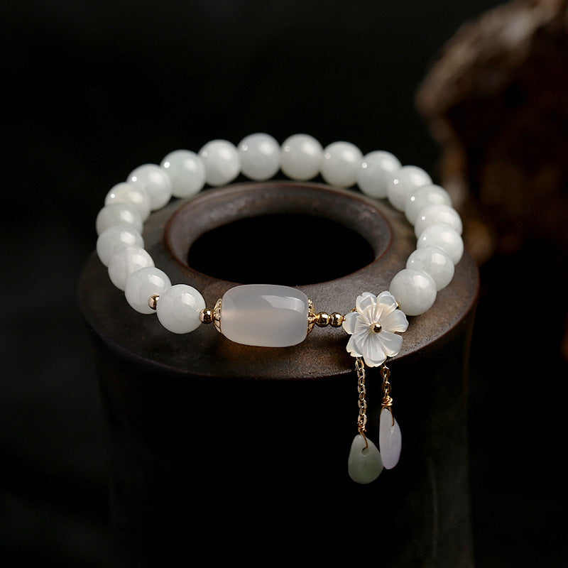 Karma Stone Natural White Jade Luck Bracelet
