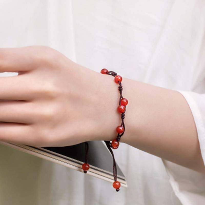 Karma Stone Red Agate Moss Agate Cinnabar Calm Bracelet