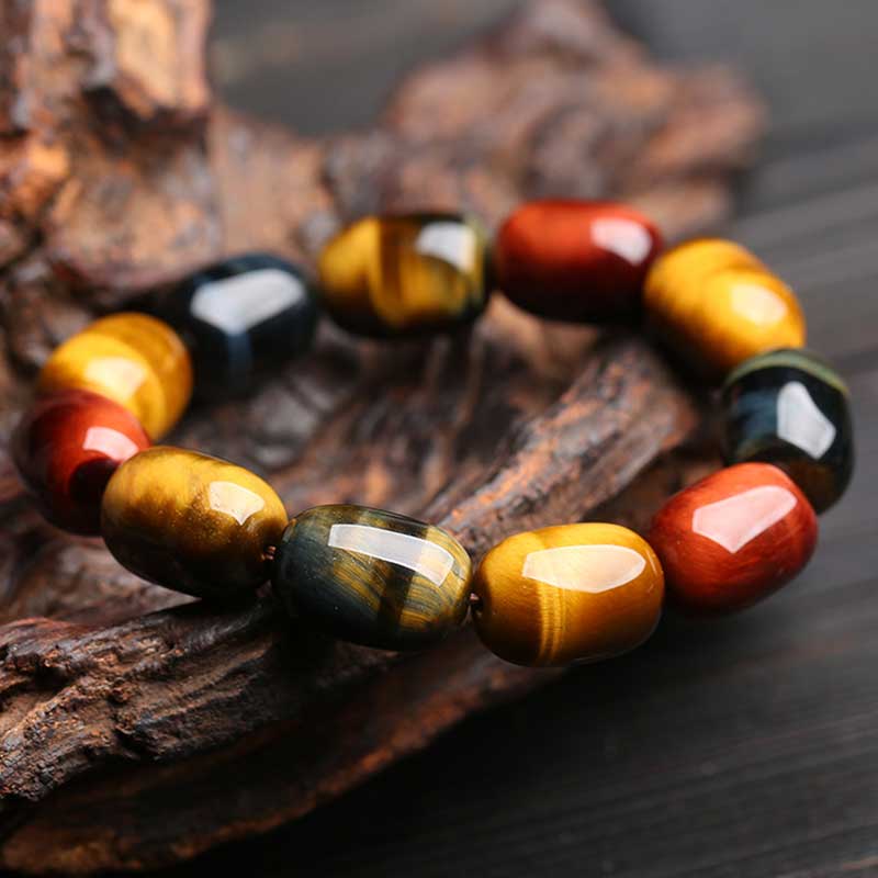 Karma Stone Natural Tiger Eye Healing Protection Bracelet