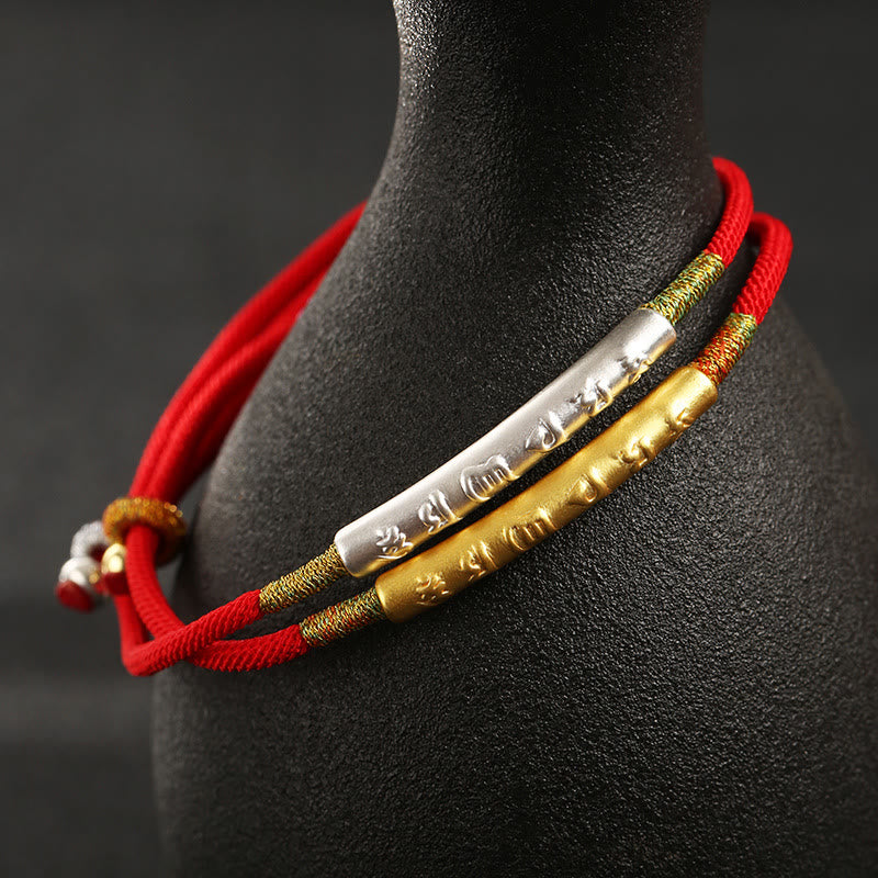 Karma Stone Tibetan Buddhist Handmade Mani Mantra Lucky Red String Bracelet