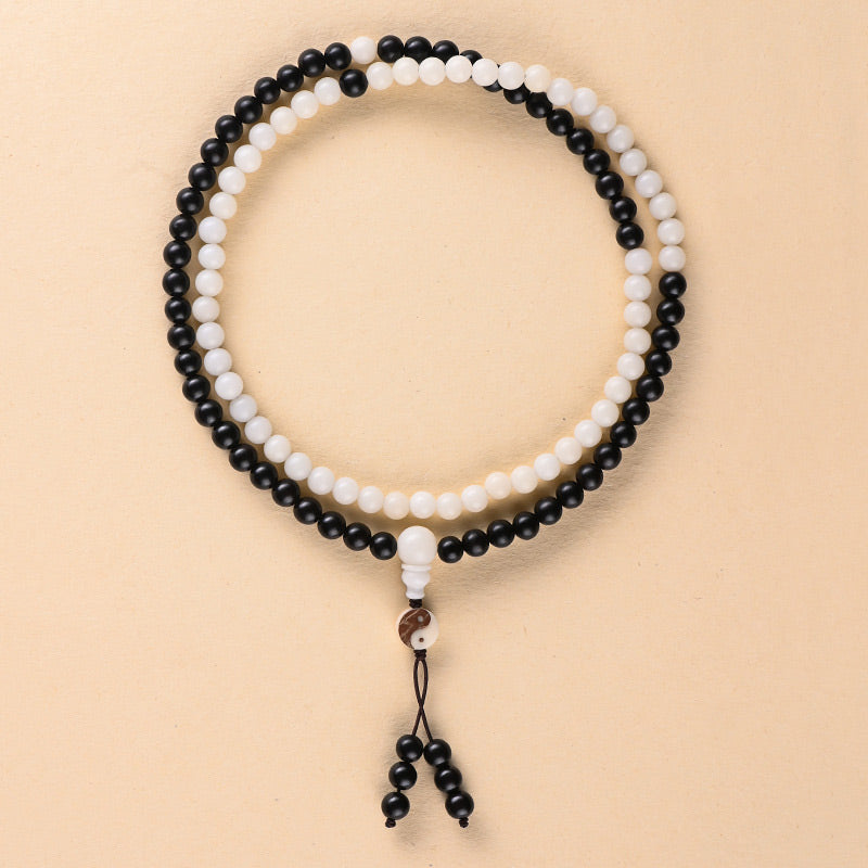 Karma Stone Ebony YinYang Protection Necklace Mala