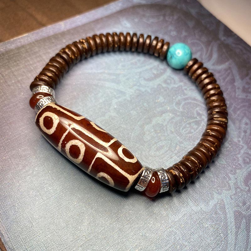 Karma Stone Tibetan Nine-Eye Dzi Bead Wealth Bracelet