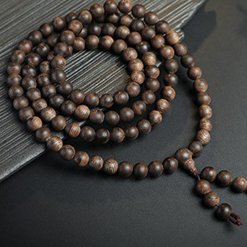 Karma Stone 108 Mala Beads Agarwood Peace Strength Calm Bracelet