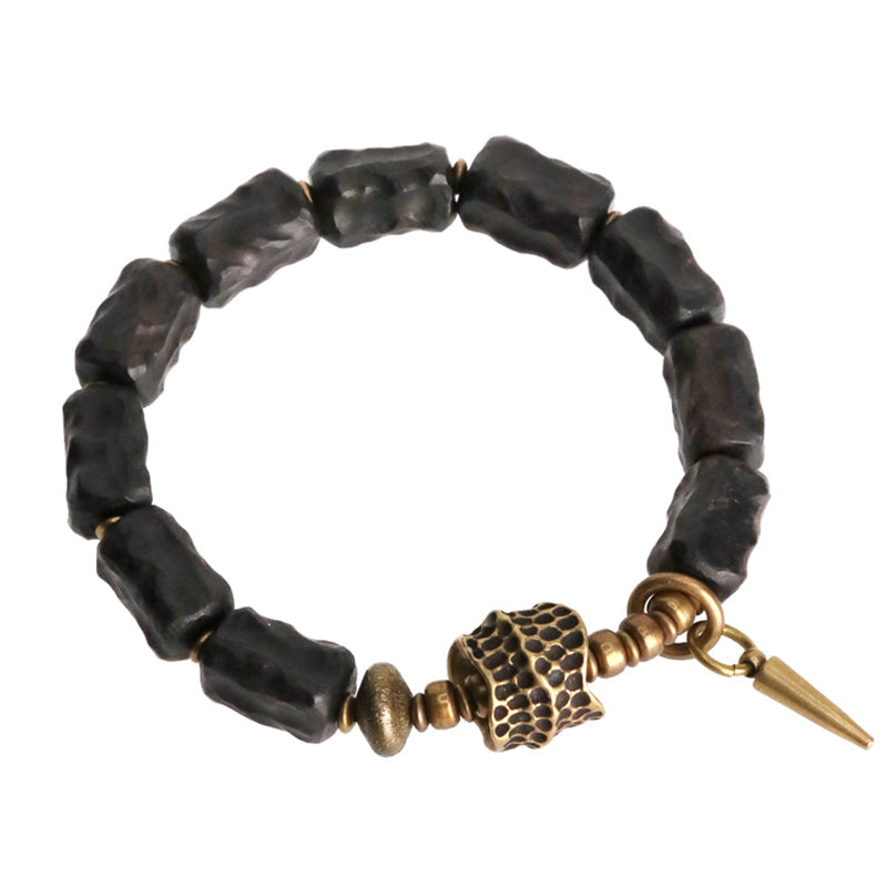 Karma Stone Ebony Wood Copper Balance Protection Couple Bracelet