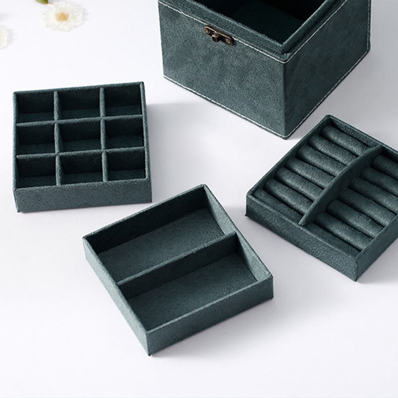 Karma Stone Jewelry Box Organizer Three-Layer Jewelry Storage Box Flannel Gift Box
