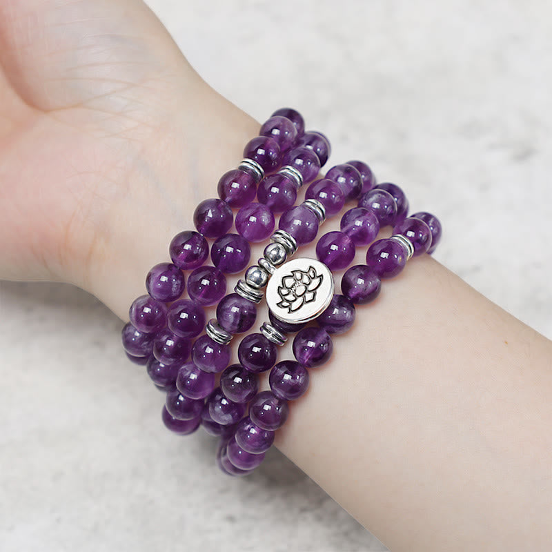 Karma Stone Natural Amethyst Purification Mala Bracelet