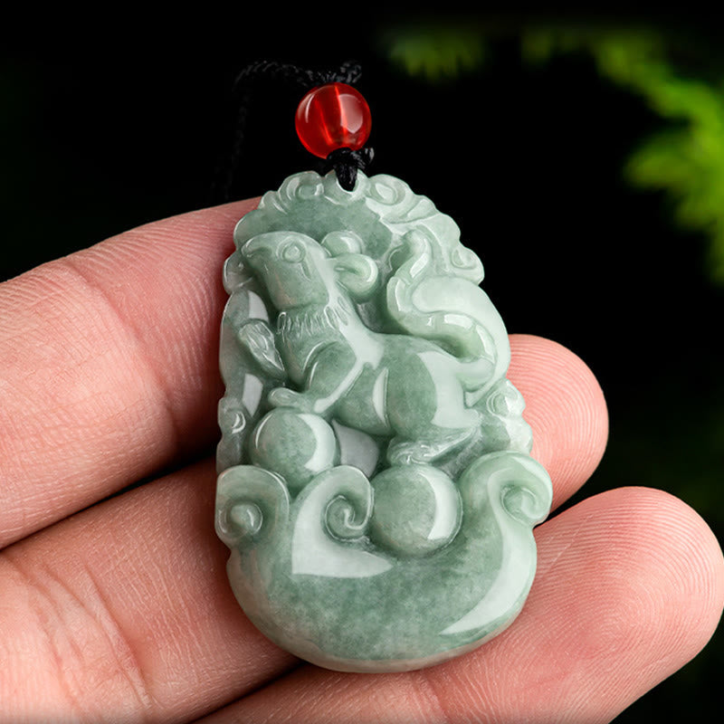 Karma Stone Natural Green Jade 12 Chinese Zodiac Luck Prosperity Necklace Pendant