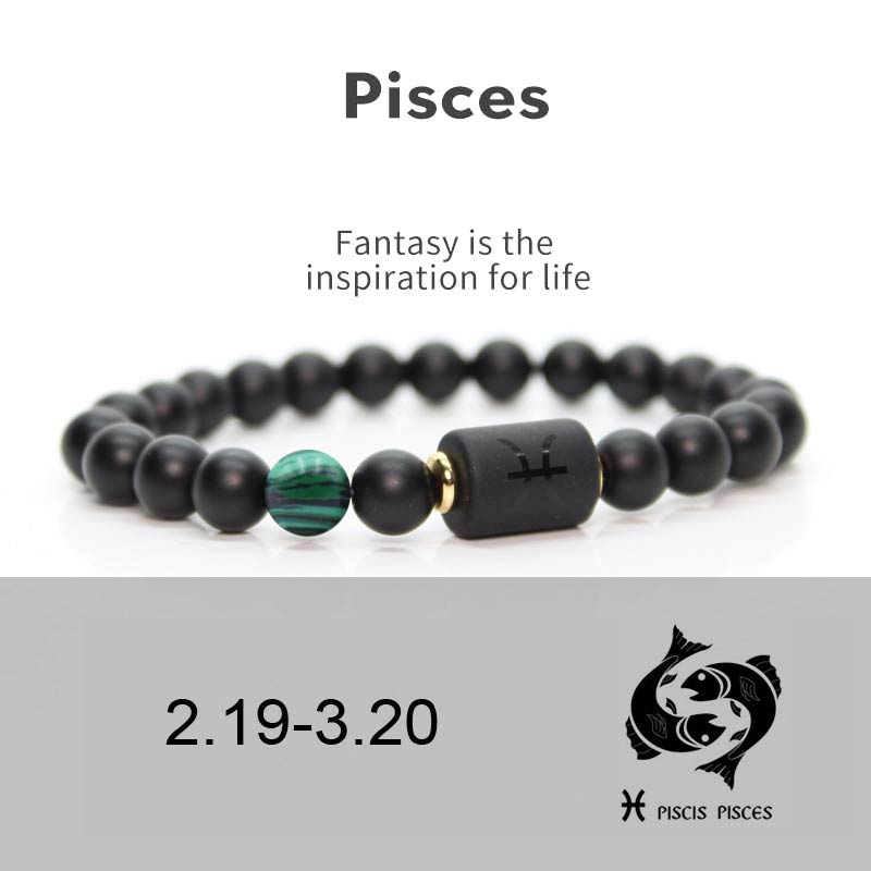 Karma Stone 12  Constellations of the Zodiac Black Onyx Adjustable Bracelet