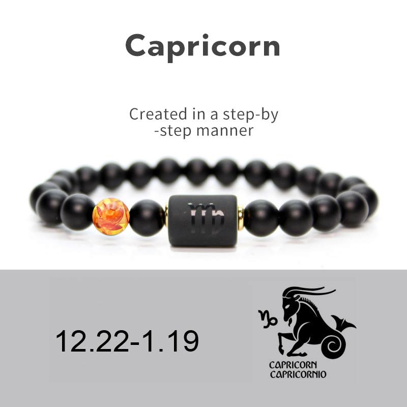 Karma Stone 12  Constellations of the Zodiac Black Onyx Adjustable Bracelet
