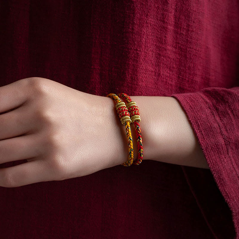 Karma Stone Tibet Handmade Chinese Zodiac Natal Buddha Luck Strength Braided String Bracelet