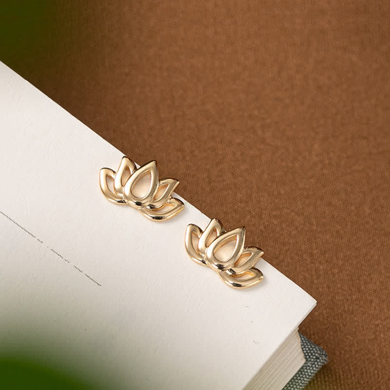 Karma Stone 925 Sterling Silver Lotus Flower Blessing Earrings