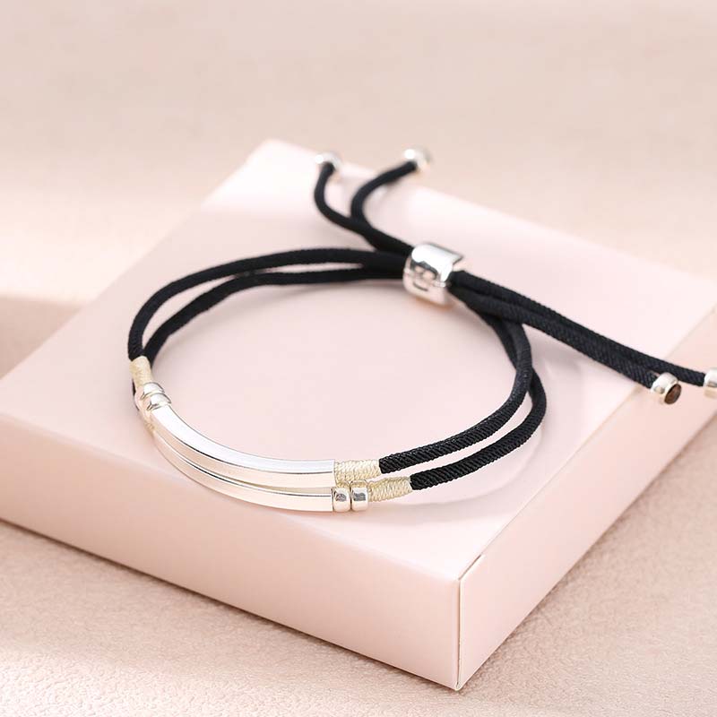 Karma Stone 925 Sterling Silver Red String Layered Braid Bracelet