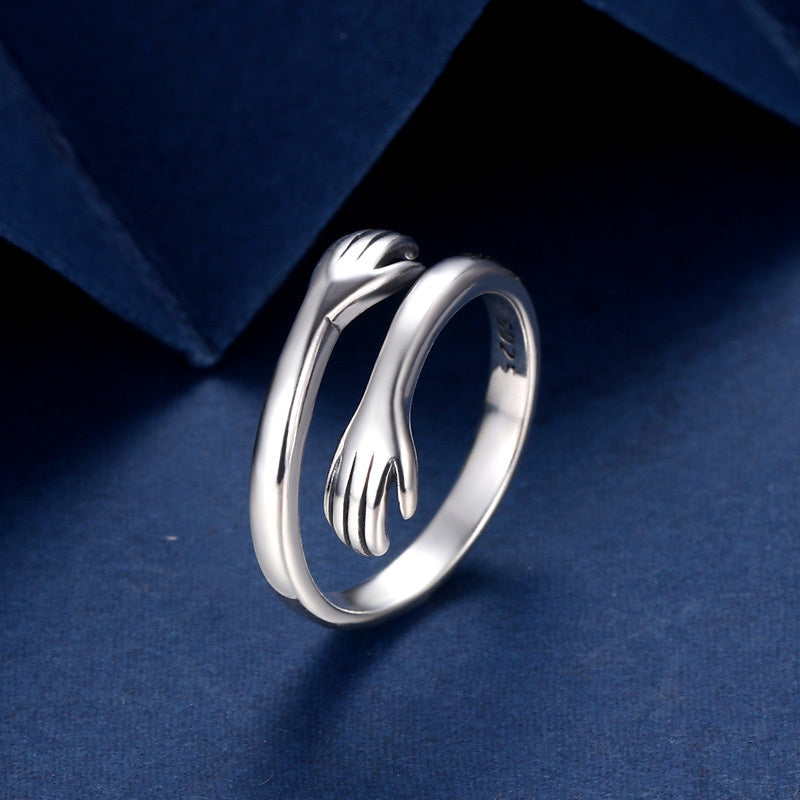 Karma Stone 925 Sterling Silver Love Hug Thumb Ring
