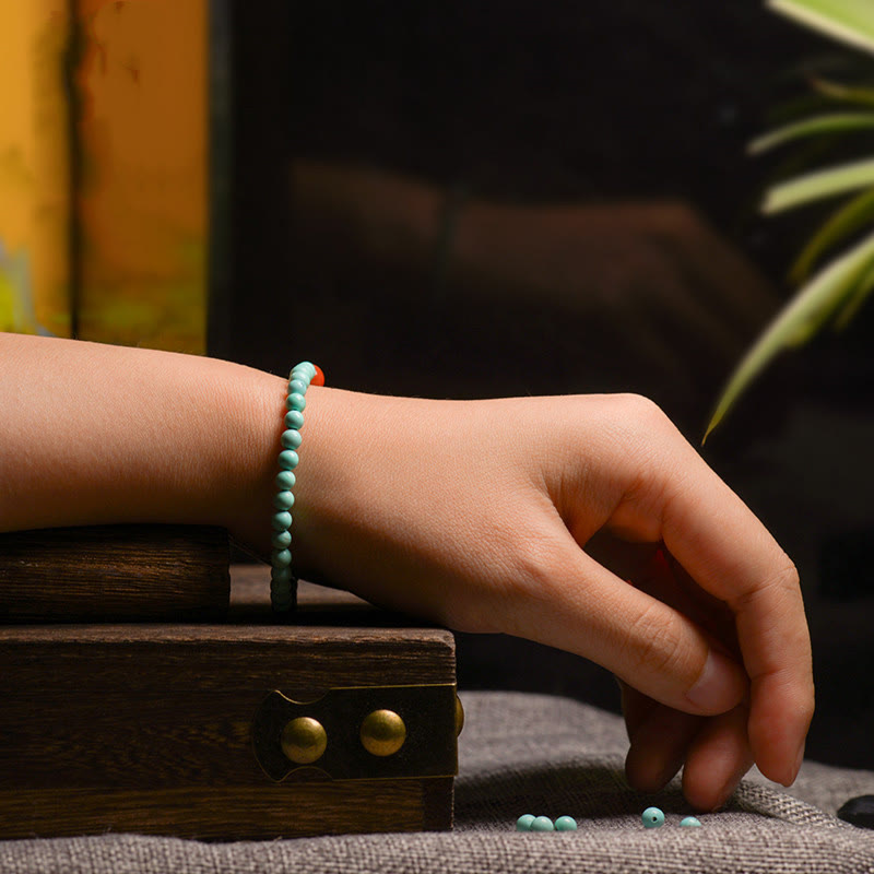 Karma Stone Turquoise Red Agate Bead Protection Bracelet