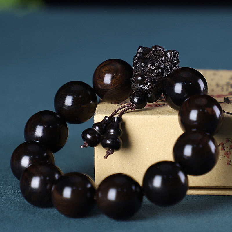 Karma Stone Rosewood Green Sandalwood Small Leaf Red Sandalwood Agarwood Dragon Carved Protection Bracelet