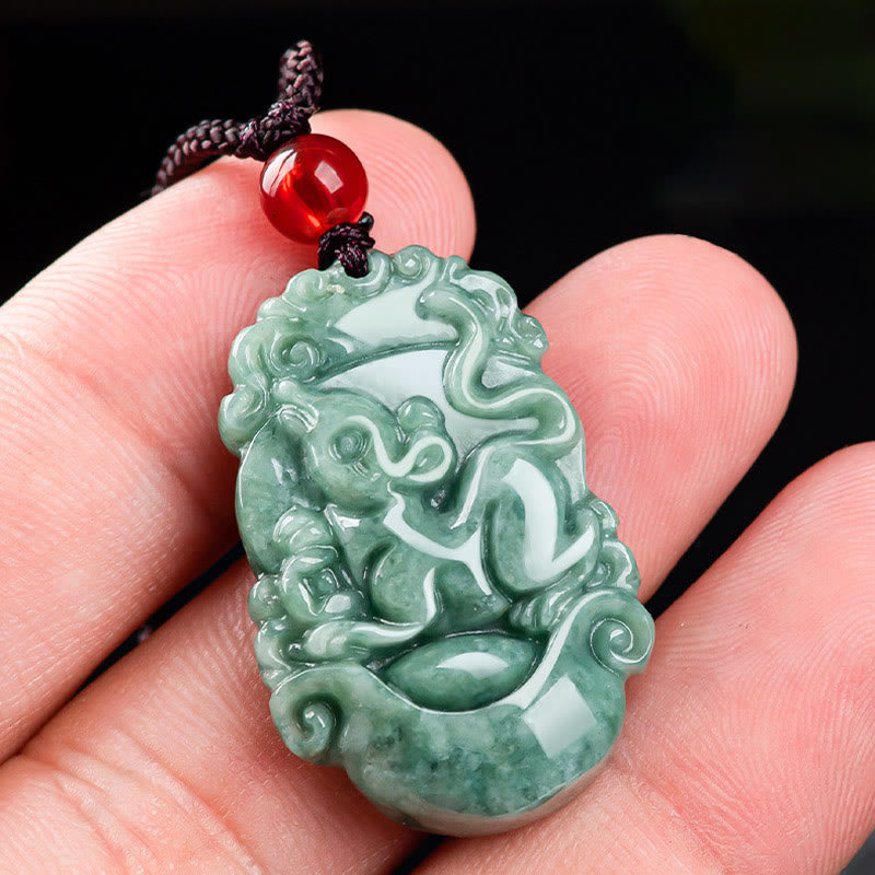 Karma Stone Natural Jade 12 Chinese Zodiac Prosperity Necklace Pendant
