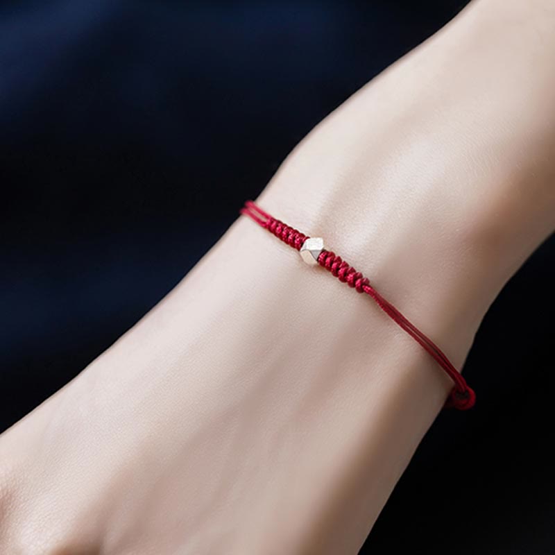 Karma Stone 925 Sterling Silver Luck Bead Protection Red String Braided Bracelet