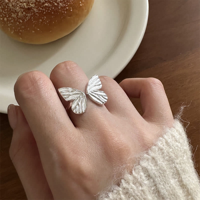 Karma Stone 925 Sterling Silver Butterfly Love Freedom Ring