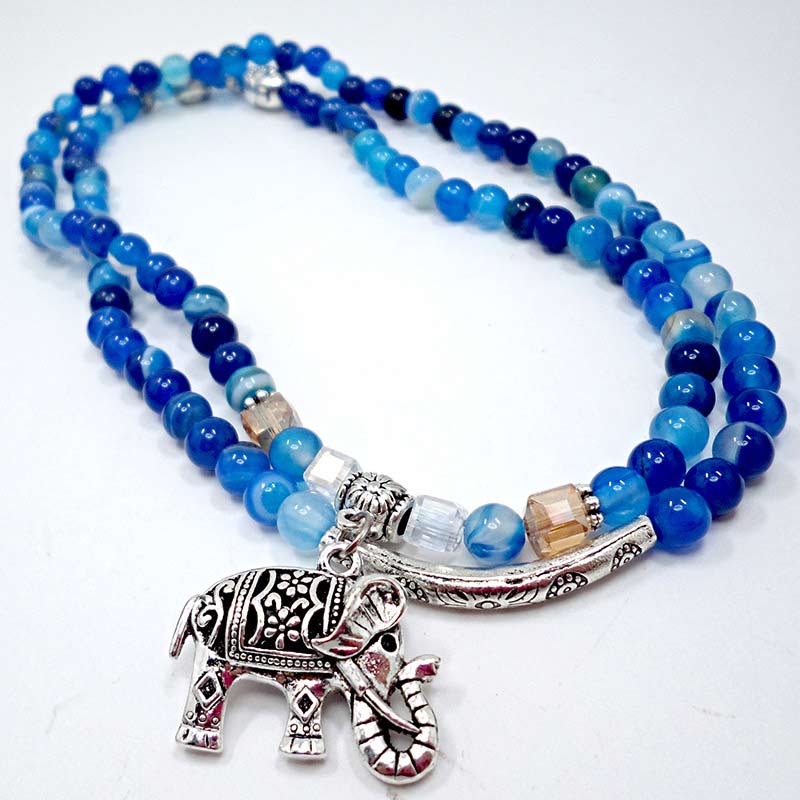Karma Stone Natural Agate Elephant Buddha Hope Bracelet