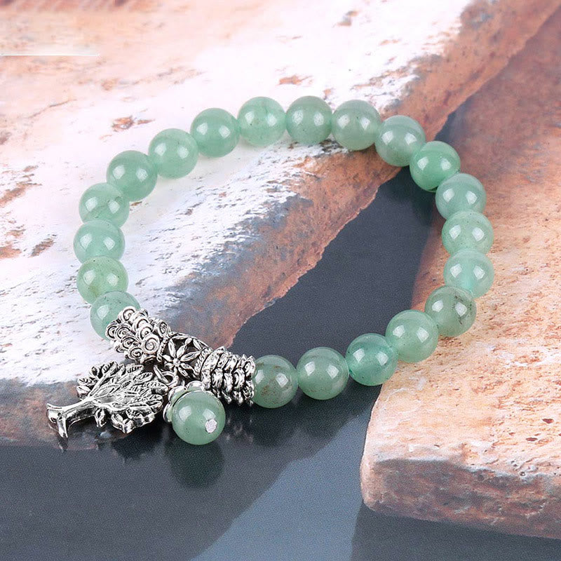 Karma Stone Natural Gemstone Tree of Life Lucky Charm Stretch Bracelet
