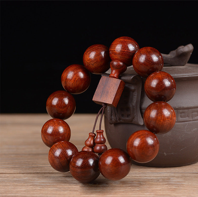 Karma Stone Tibetan Small Leaf Red Sandalwood Relaxation Bracelet