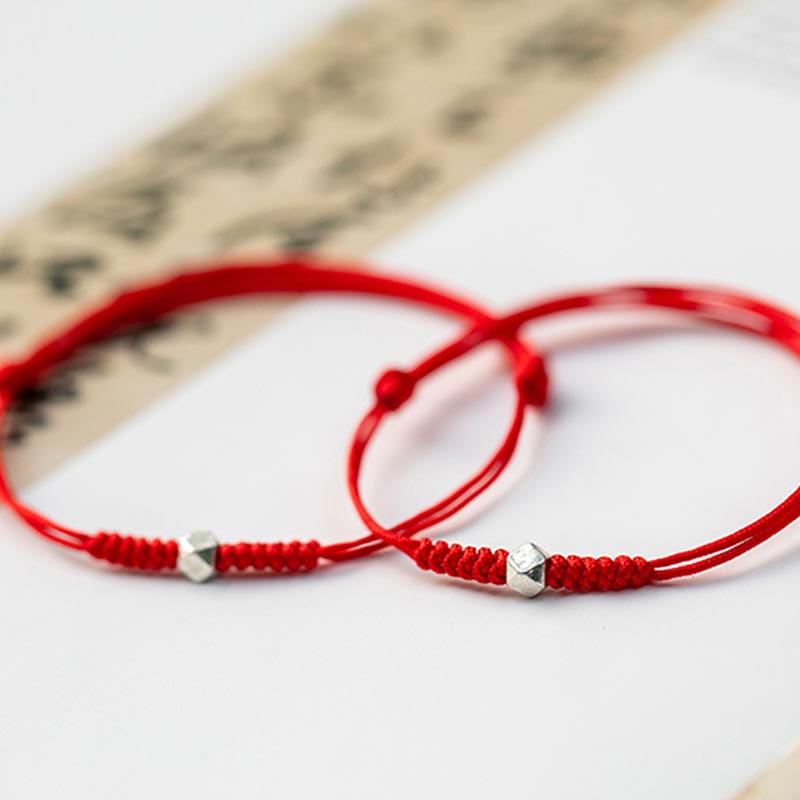 Karma Stone 925 Sterling Silver Luck Bead Protection Red String Braided Bracelet