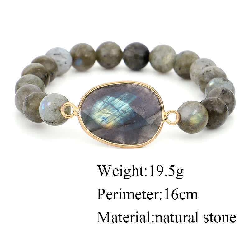 Karma Stone Natural Labradorite Moonstone Support Healing Beaded Bracelet